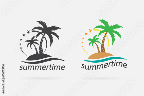 Vector image of an summer time design on white background
