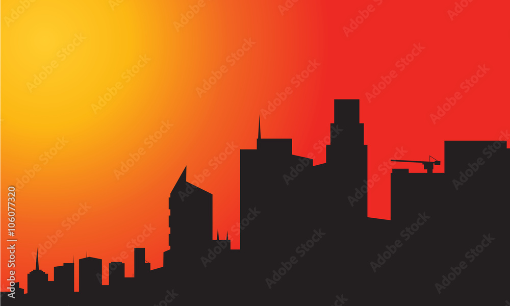 Silhouette of city at the afternoon Silhouette of city at the afternoon