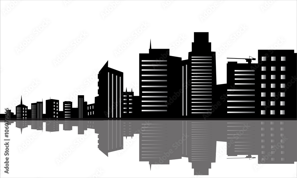 Silhouette of office buildings