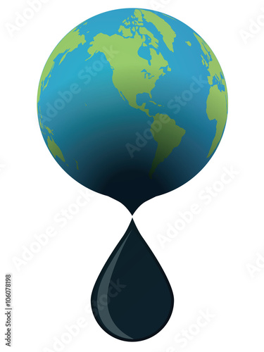 Drop of oil dripping from the earth