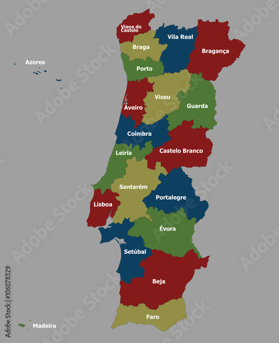 Highly detailed political Portugal map  photo