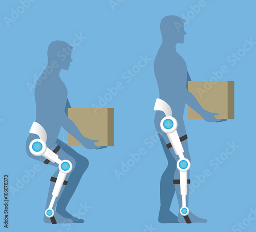 care robot, lifting support machine, power suit, vector illustration