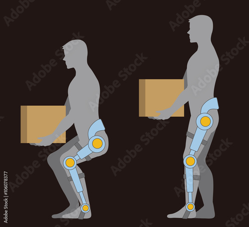 care robot, lifting support machine, power suit, vector illustration