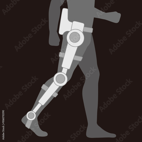 care robot, walking support machine, power suit,  vector illustration