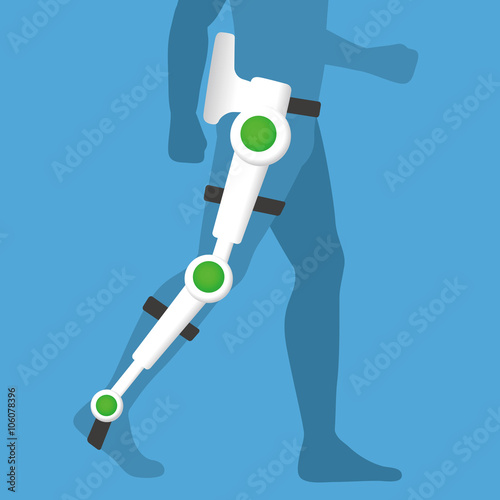 care robot, walking support machine, power suit,  vector illustration