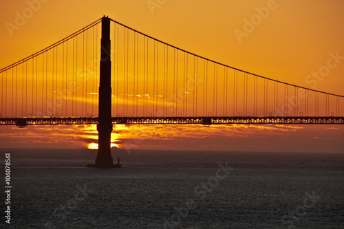 Golden Gate Bridge at Sunset in San Francisco view from Alcatraz