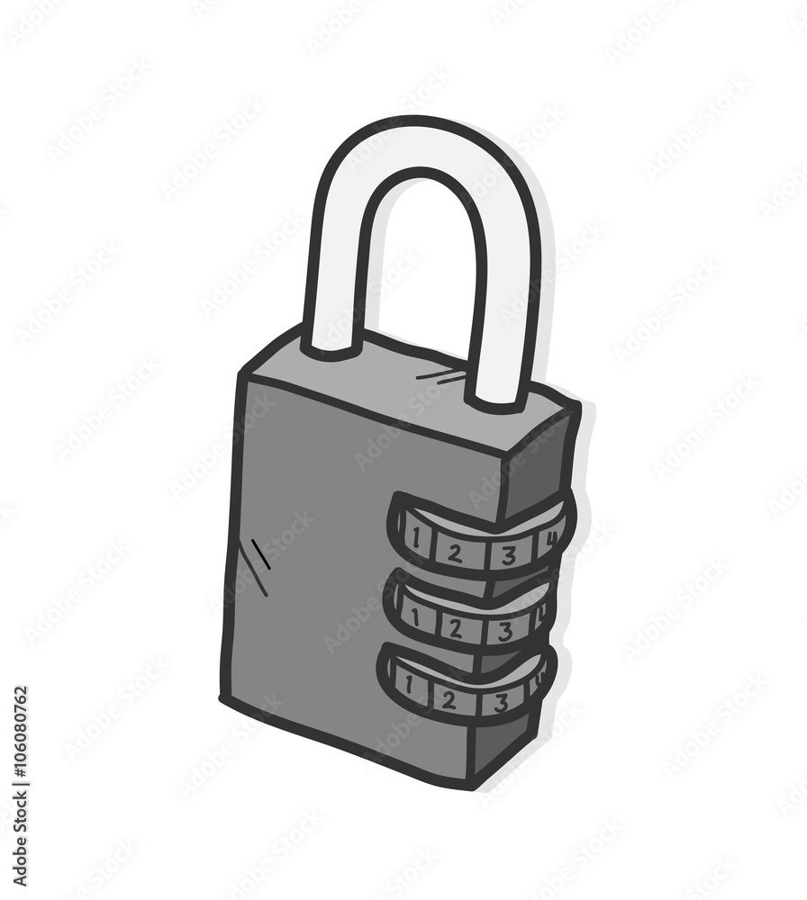 Padlock, a hand drawn vector illustration of a padlock with numerical lock system with shadow backdrop (editable). Padlock, a hand drawn vector illustration of a padlock with numerical lock system with shadow backdrop (editable).