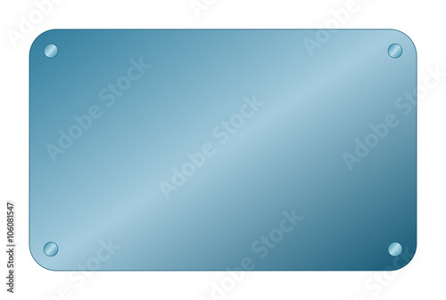 Blank Gradient Dark Pastel Blue Metal Plate with Screws isolated on White Background Illustration