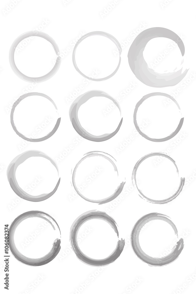 Circular Brush Stroke black & white Set Circular Brush Stroke black & white Set