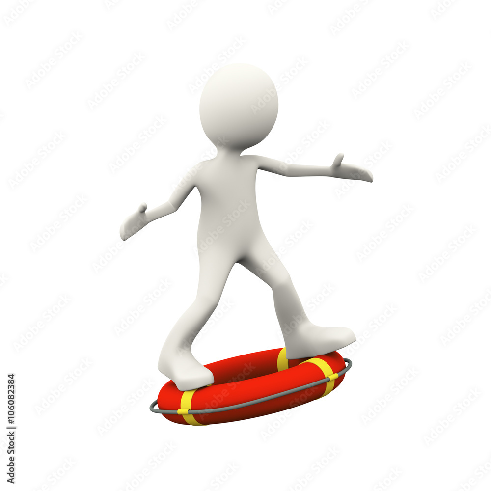 3d person surfing on life preserver lifebuoy ring 3d person surfing on life preserver lifebuoy ring