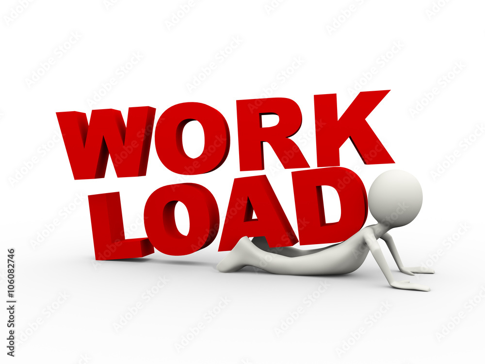 3d man under word load text 3d man under word load text