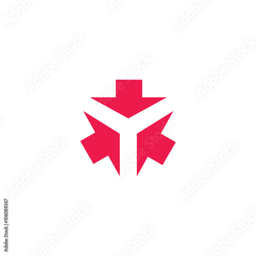 Bilde på lerret Three arrows logo form letter Y creative tech emblem, 3 cursor direction converg