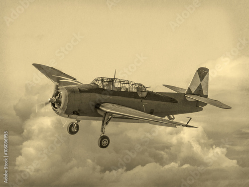 'Vintage Style' image of World of American War 2 Torpedo bomber. First saw combat in 1942