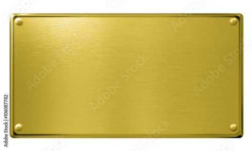 gold metal plaque or plate isolated