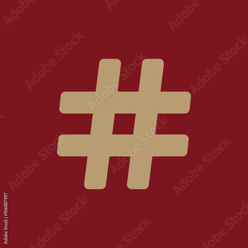 The hash icon. Hashtag symbol. Flat