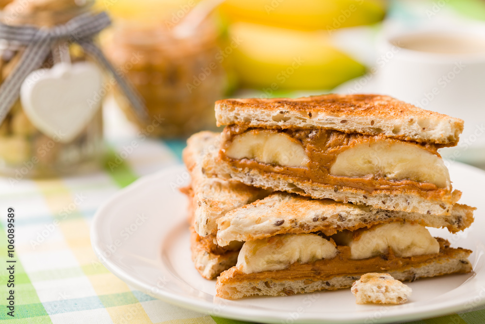 sandwich with peanut butter and banana sandwich with peanut butter and banana
