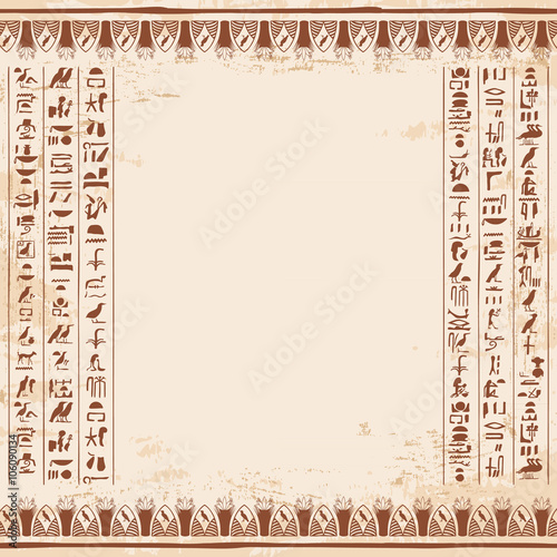 Egyptian ornaments and hieroglyphs.