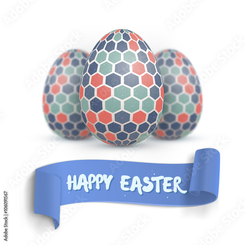 Realistic Vector Easter Egg Set. Happy Easter Painted Vector Egg