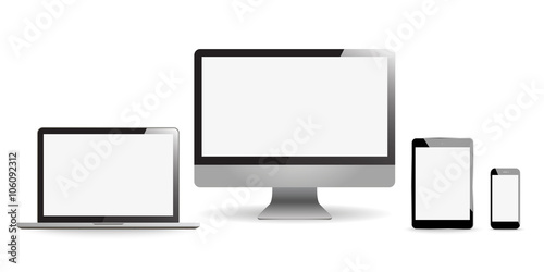 Set realistic Monitors laptop tablet and phone