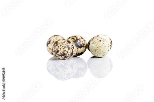 Raw guail eggs isolated on white background photo