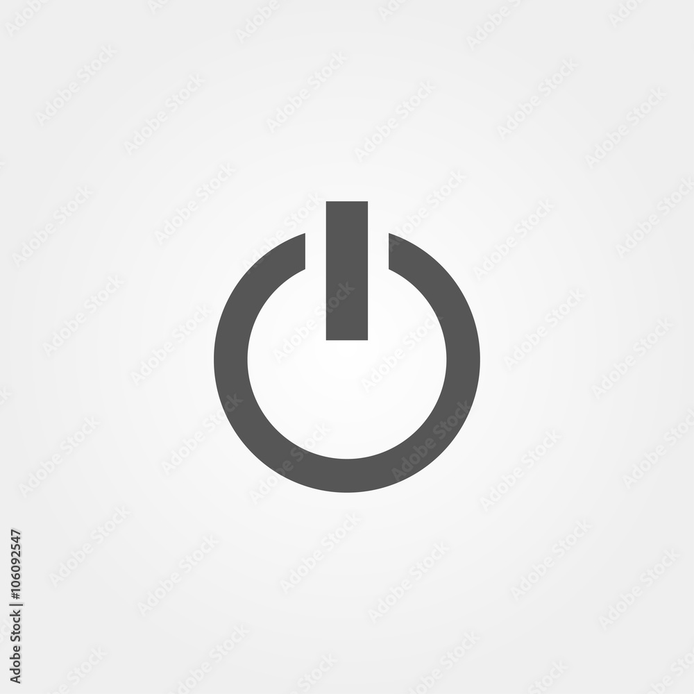 Power icon in flat style grey color Power icon in flat style grey color