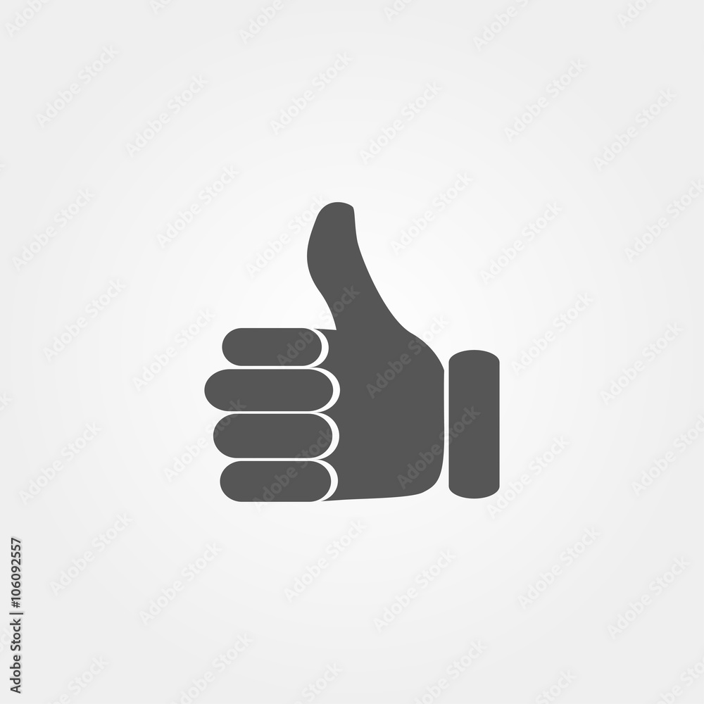 Thumb up icon in flat style grey color Thumb up icon in flat style grey color