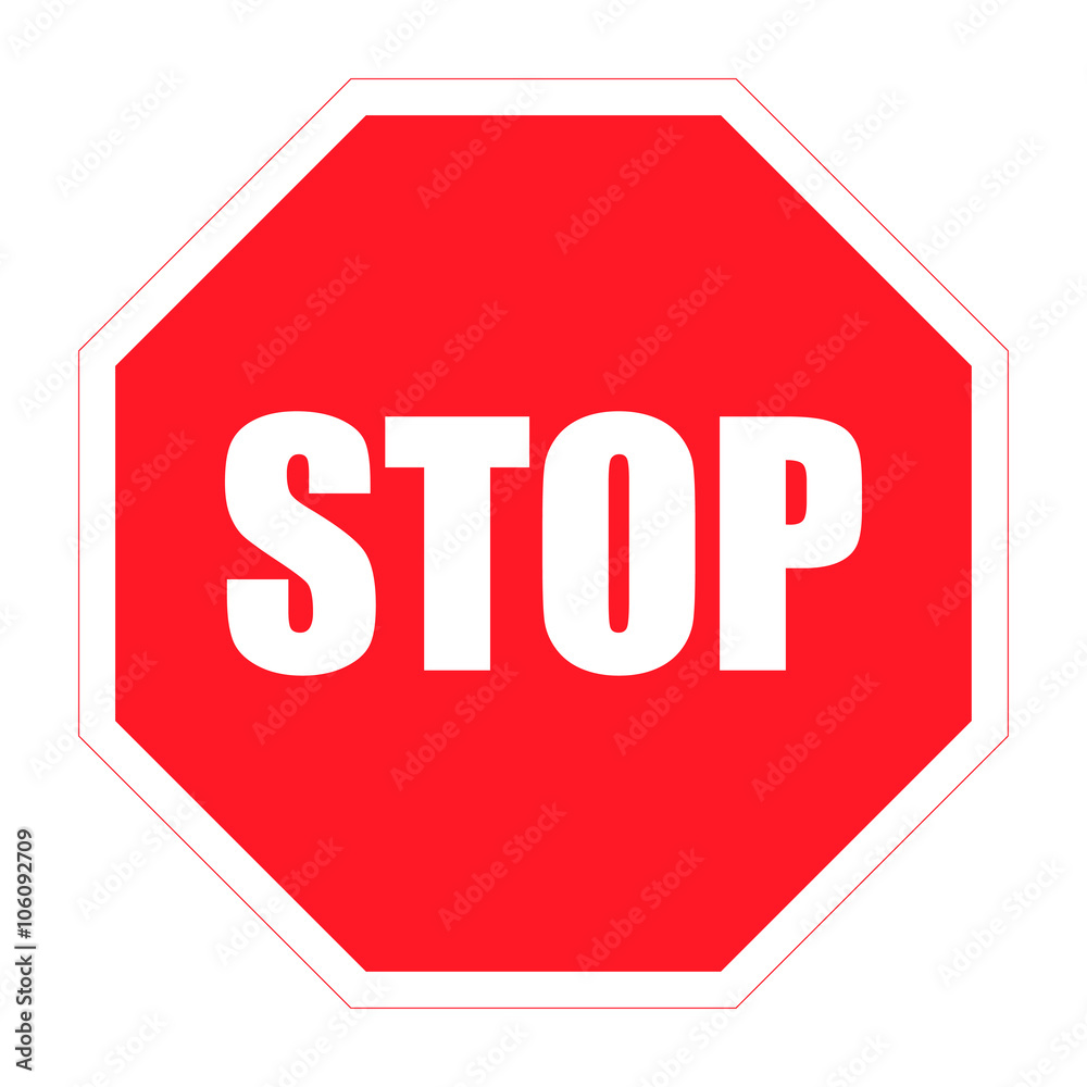 Stop sign on a white background flat design Stop sign on a white background flat design