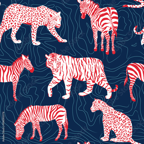 wild animals pattern,  contour background