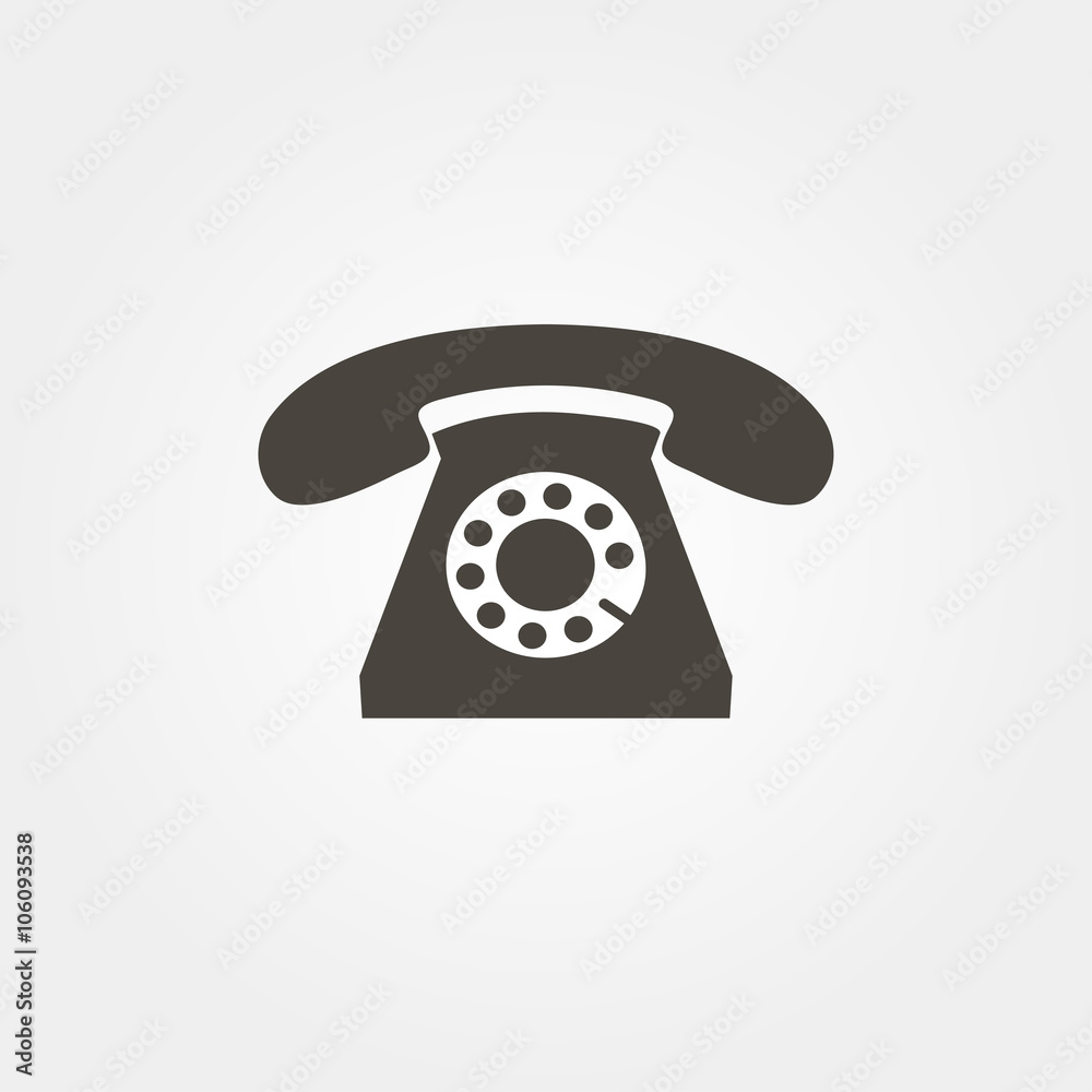 Phone Icon in flat style on grey background Phone Icon in flat style on grey background