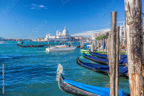 traditional Gondolas on Grand Canal in Venice, Italy photo