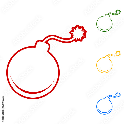 Bomb sign. Set of line icons