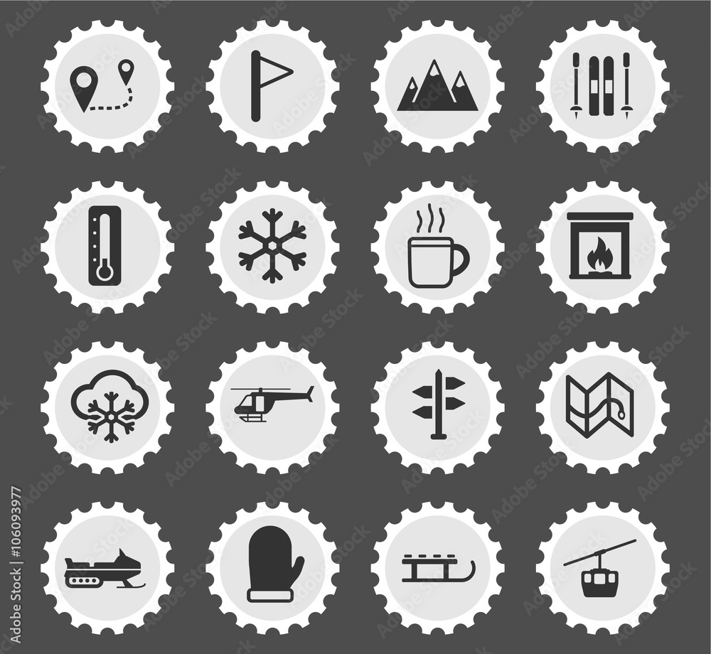 Skiing simply icons