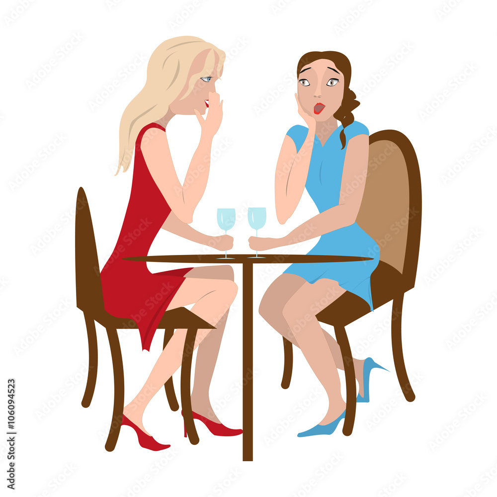 Two gossip girls. Vector illustration. eps10 Two gossip girls. Vector illustration. eps10