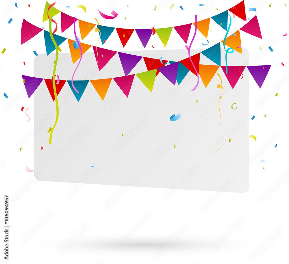 Fototapeta premium Celebration with party flags and confetti