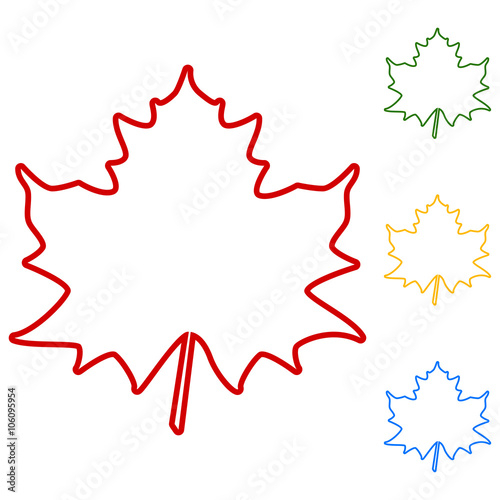 Maple leaf. Set of line icons