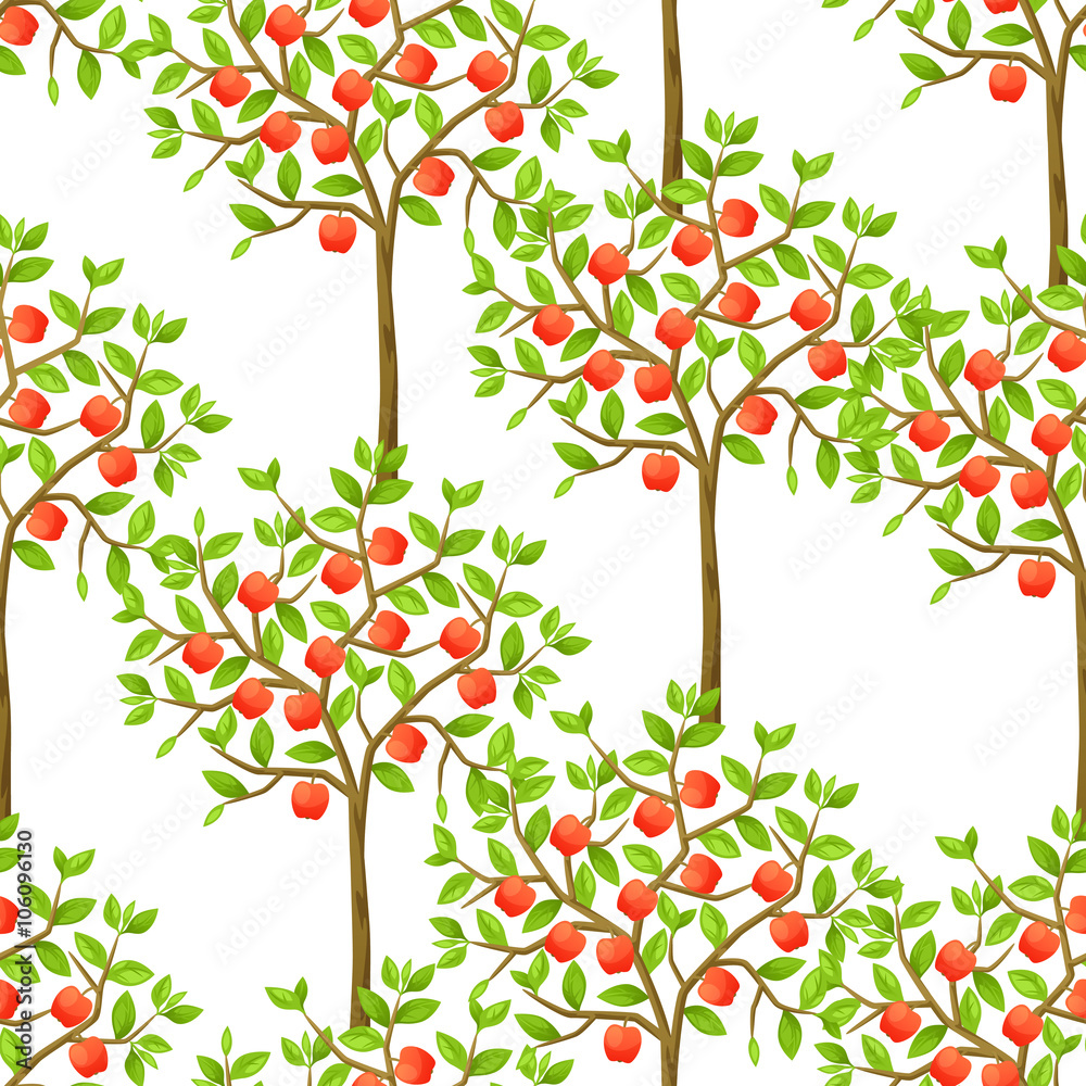 Fototapeta premium Seamless pattern with garden tress. Background made without clipping mask. Easy to use for backdrop, textile, wrapping paper