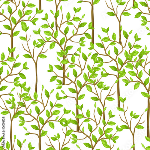 Seamless pattern with garden tress. Background made without clipping mask. Easy to use for backdrop  textile  wrapping paper