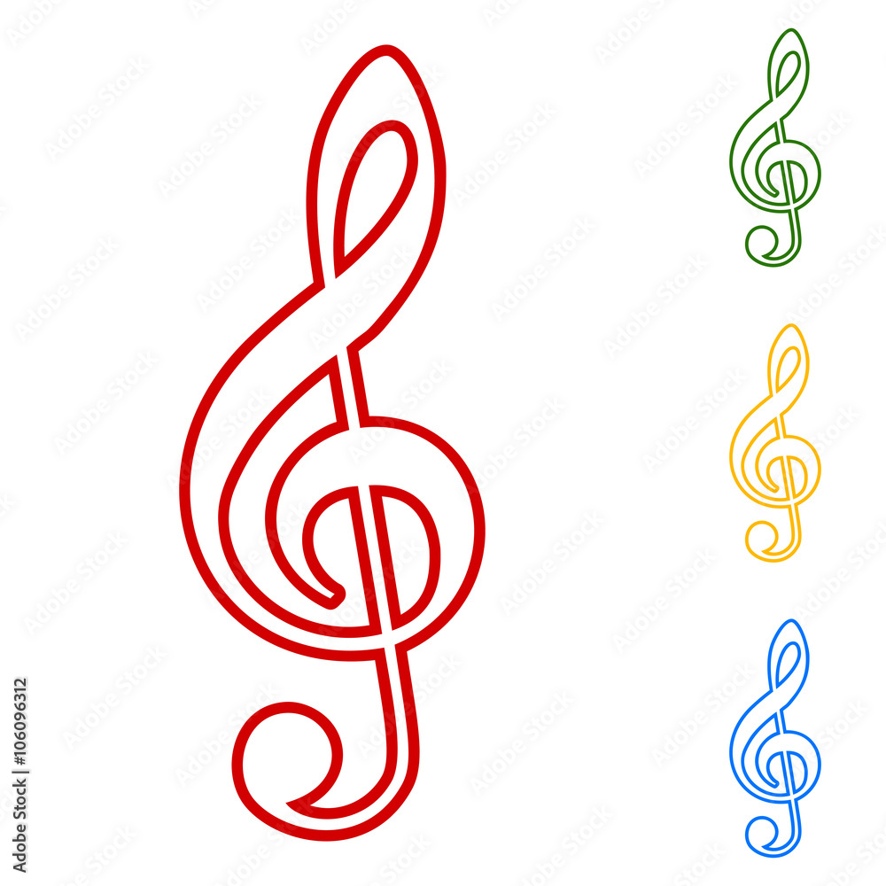Obraz premium Violine clef line icons set