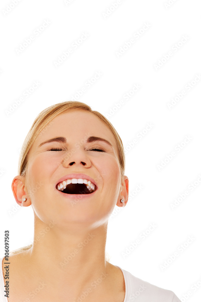 Stressed or angry young woman screaming Stressed or angry young woman screaming