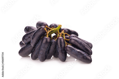 sweet black sapphire grapes on white background