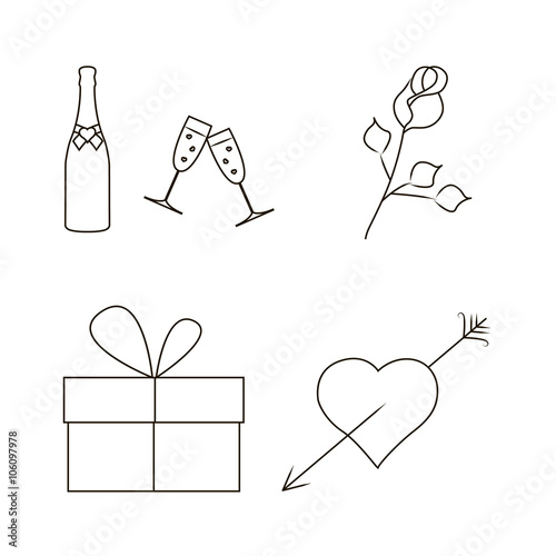 Symbol set for Valentine s Day. Vector illustration. eps10