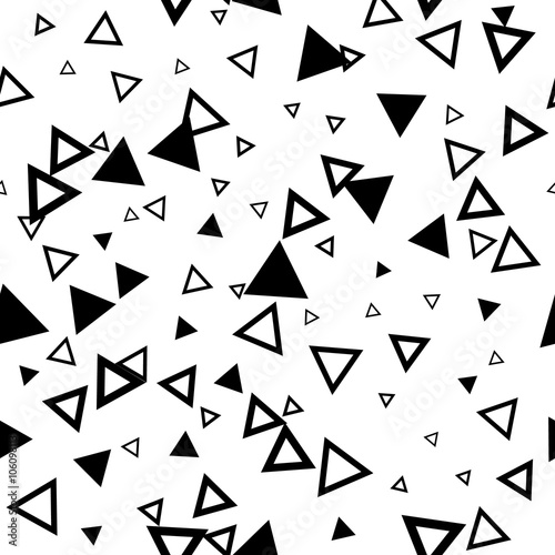 Seamless pattern with triangulars, vector black and white background