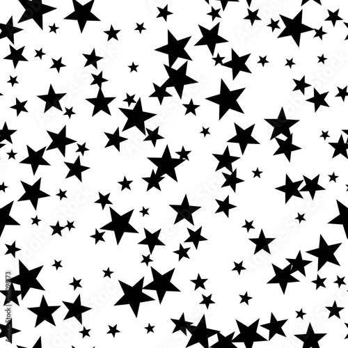 Seamless pattern with stars  vector black and white background