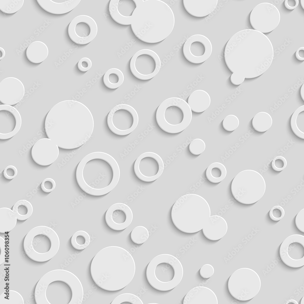 Abstract Geometric 3d White Circle Seamless Pattern, Vector Background