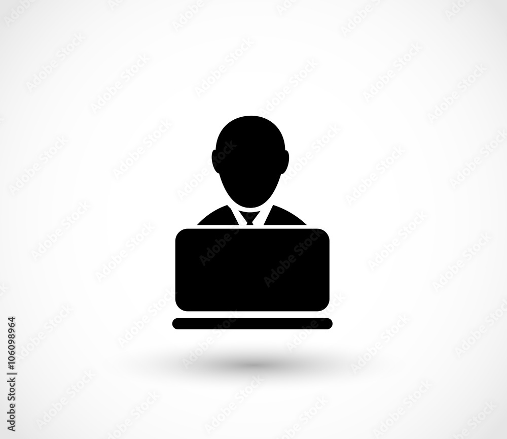 Man with laptop icon vector