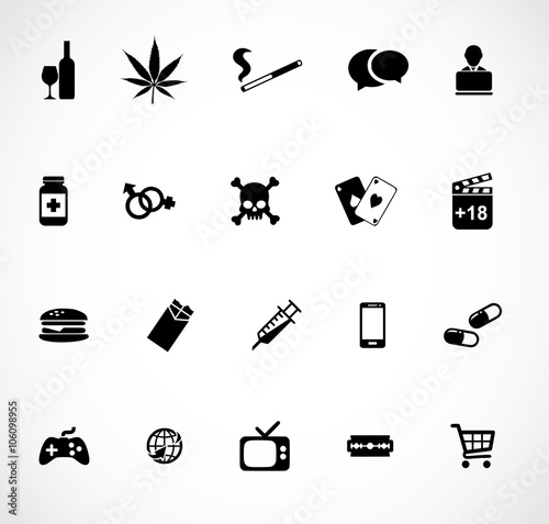 Addictions icon set vector