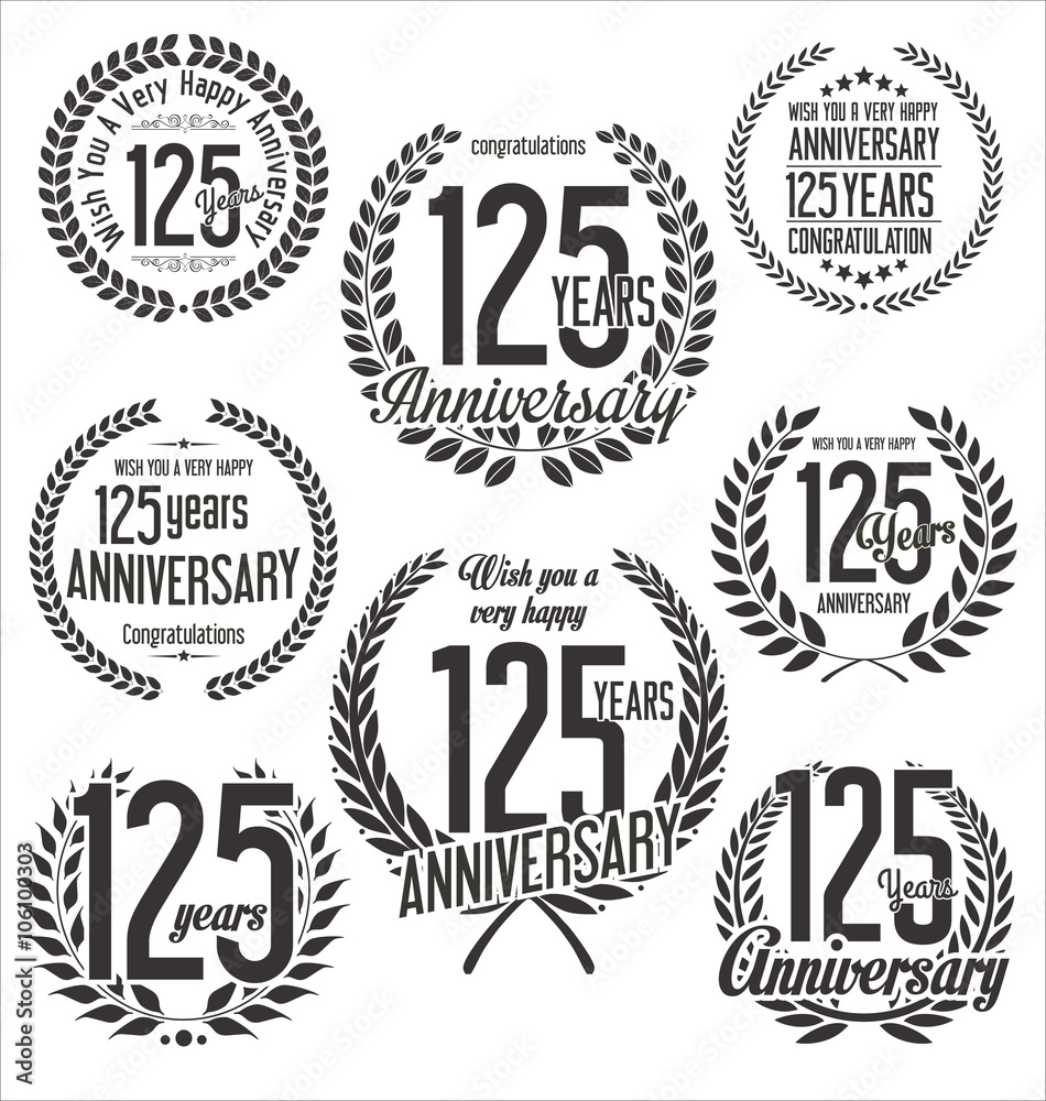 Laurel Wreath anniversary vector collection 125 years