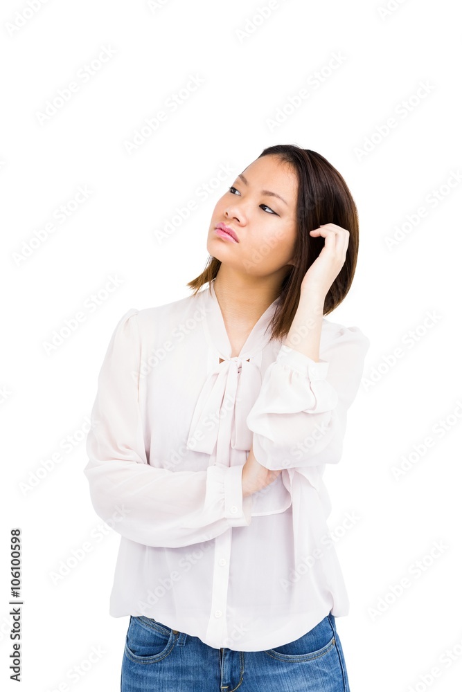 Worried young woman looking away Worried young woman looking away