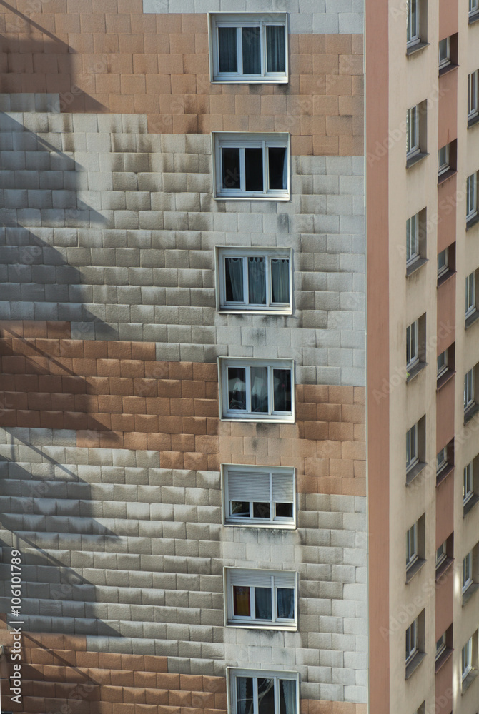 Building facade, in the suburbs of Paris. Life worker metropole.