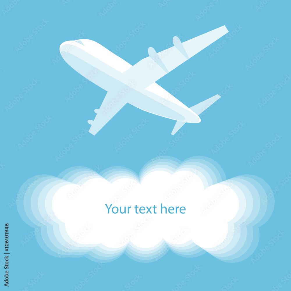 logo with cloud and aircraft. Vector illustration. eps10